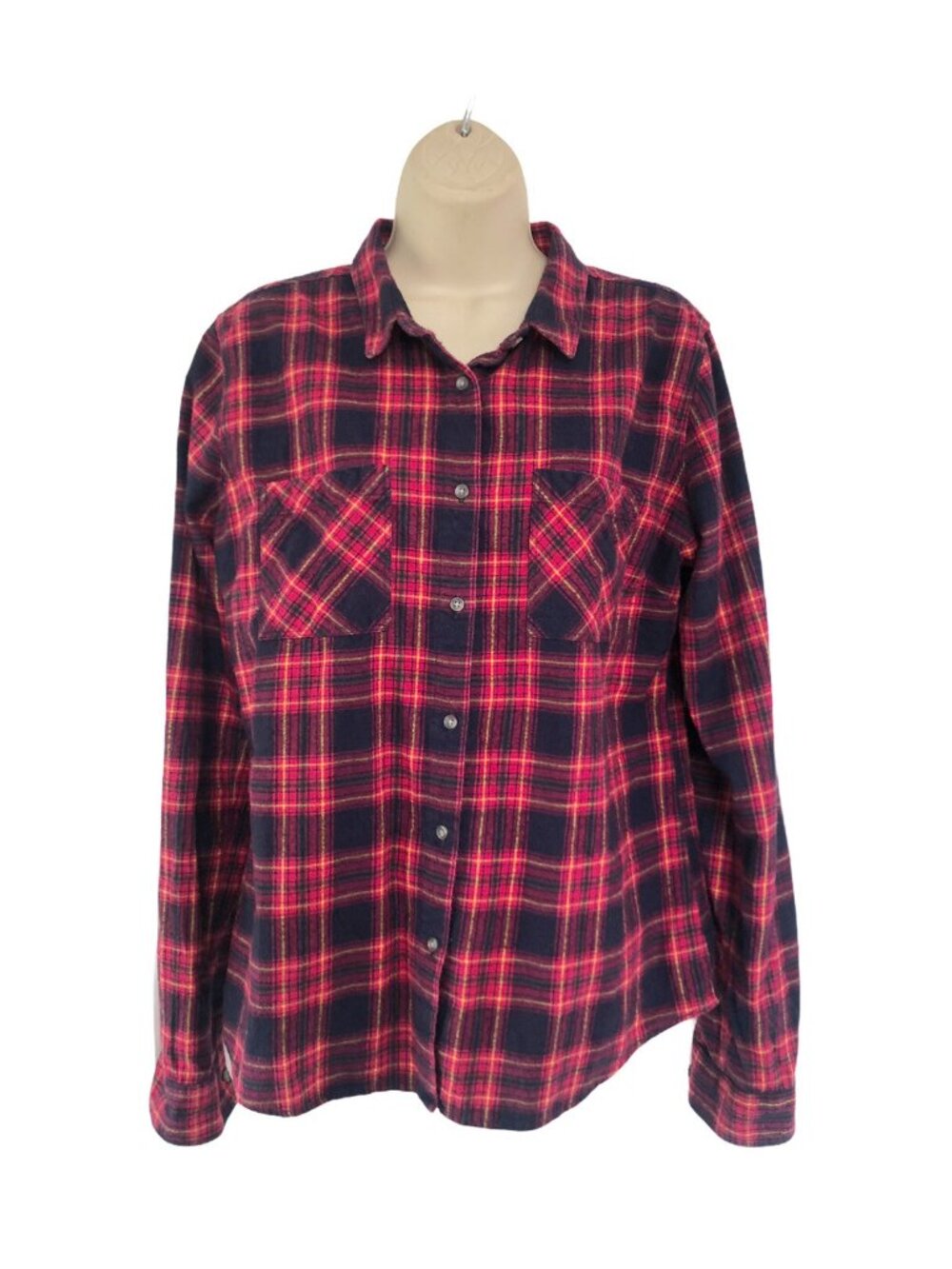Superdry Women's Sz XL Lumberjack Twill Red Long Sleeve Button Front Plaid Shirt